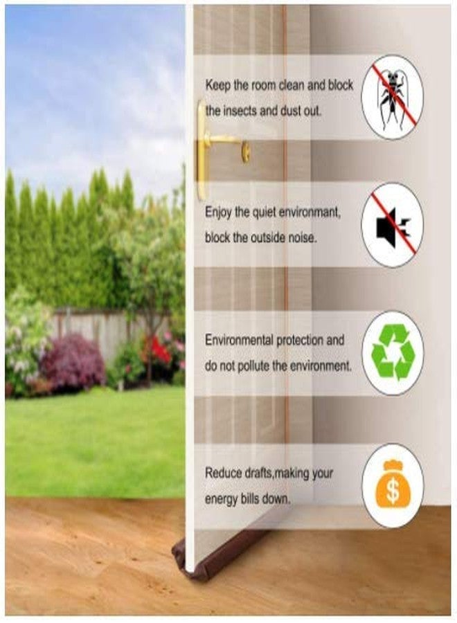 TECHNOVIBES حاجز قماشي مزدوج عازل للصوت والغبار أسفل الباب من TECHNOVIBES™ | مانع لتسرب الهواء - يمنع تسرب الضوء/الغبار/الهواء البارد | مقاس الأبواب 36 بوصة | (بني) - Image 4